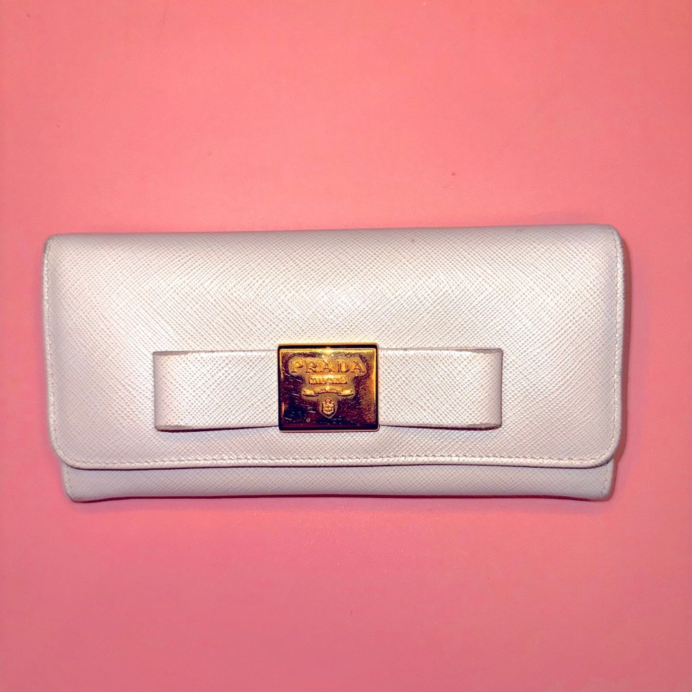 Authentic Prada Continental Leather Bow Tie Wallet